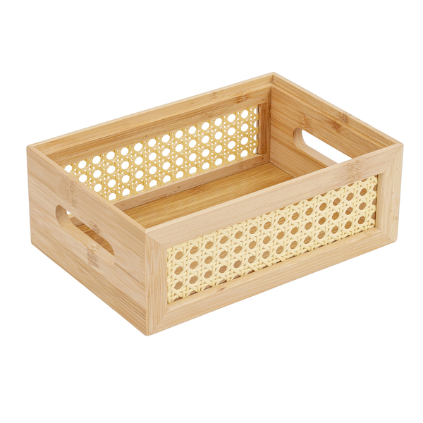 Caixa Organizadora de Bambu Palhinha Bege 23x16x9cm Oikos