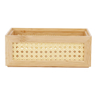Caixa Organizadora de Bambu Palhinha Bege 23x16x9cm Oikos