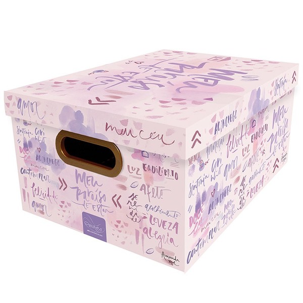 Caixa Organizadora Média Palavras - Dello - Rosa