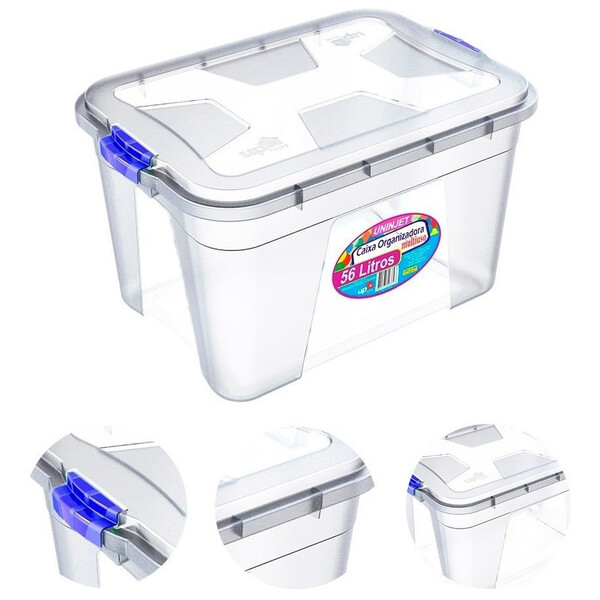 Caixa Organizadora Multiuso -transparente 56 Litros