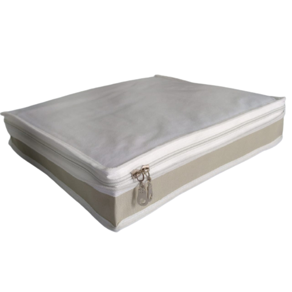 Caixa Organizadora Multiuso Tam Pp Nylon Pvc Creme Premium