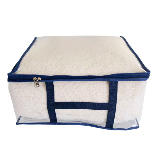 Caixa Organizadora Para Edredom Tam G Pvc Cristal Azul