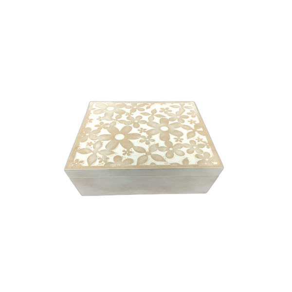 Caixa Organizadora Pátina Branca Floral