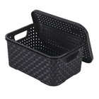 Caixa Organizadora Plástico 2L 9,2x15,4x9,2cm Preto Rattan Nitron