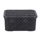 Caixa Organizadora Plástico 2L 9,2x15,4x9,2cm Preto Rattan Nitron