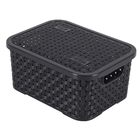 Caixa Organizadora Plástico 2L 9,2x15,4x9,2cm Preto Rattan Nitron