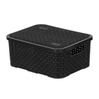 Caixa Organizadora Plástico 4L 10,7x25,5x20cm Preto Rattan