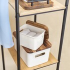 Caixa Organizadora Plástico Branca Canelada com Tampa de Acácia 16,5x12,5x10cm 1,5L Oikos