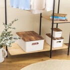 Caixa Organizadora Plástico Branca Canelada com Tampa de Acácia 38,5x29,5x16cm 10L Oikos