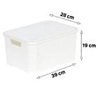 Caixa Organizadora Plástico Branco 16L 19x28x39cm Rattan Nitron