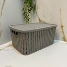 Caixa Organizadora Plástico Cinza 8l Tampa Plasútil