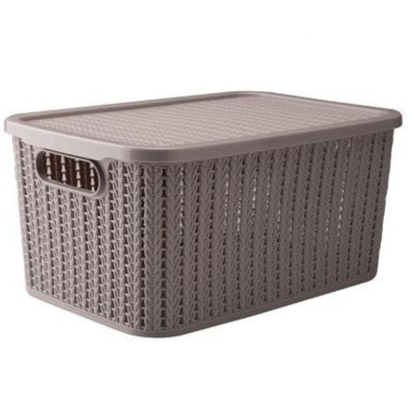 Caixa Organizadora Plástico Cinza 8l Tampa Plasútil