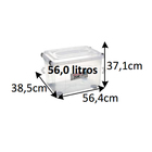 Caixa Organizadora Plástico Incolor 56,1L 37,1x38,5x56,4cm Top Stock Sanremo