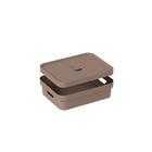 Caixa Organizadora Plástico Marrom Amêndoa Cube 16L 45x35,5x13cm OU