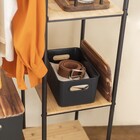 Caixa Organizadora Plástico Preta Canelada com Tampa de Acácia 27,5x18x13cm 10L Oikos