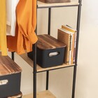 Caixa Organizadora Plástico Preta Canelada com Tampa de Acácia 27,5x18x13cm 10L Oikos