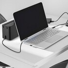 Caixa Organizadora Porta Fios e Suporte para Celular Plástico Preto 12,4x11x30,5cm Arthi