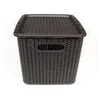 Caixa Organizadora Plástico Ratan Preto 20L 24x29,5x38cm São Bernardo