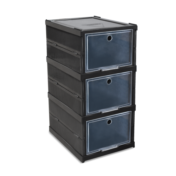Caixa Organizadora Plástico Preto Dobrável 40,5L 5,4x25,5x34,5cm Arqplast