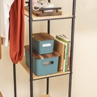 Caixa Organizadora Plástico Verde Escura Canelada com Tampa de Acácia 16,5x12,5x10cm 1,5L Oikos