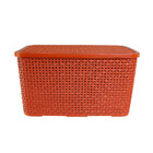 Caixa Organizadora Rattan Cesto Com Tampa 15 Litros Terracota