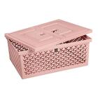 Caixa Organizadora Rosa Com Tampa Grande Crippa Cesto Lavande