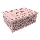 Caixa Organizadora Rosa Com Tampa Grande Crippa Cesto Lavande