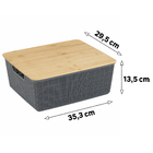 Caixa Organizadora Tampa Bambu 12L Cinza Claro Oikos