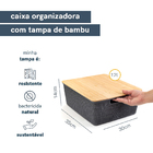 Caixa Organizadora Tampa Bambu 12L Cinza Claro Oikos