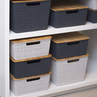 Caixa Organizadora Tampa Bambu 18L Cinza Claro Oikos