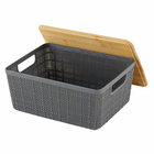 Caixa Organizadora Tampa Bambu 4L Cinza Claro Oikos