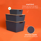 Caixa Organizadora Tampa Bambu 4L Cinza Claro Oikos