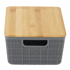 Caixa Organizadora Tampa Bambu 4L Cinza Claro Oikos