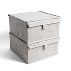 Caixa Organizadora Tecido Bege Linho Modu 10L 16x31x31cm Oikos