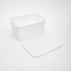 Caixa organizadora trama Plasutil com tampa branco 8l