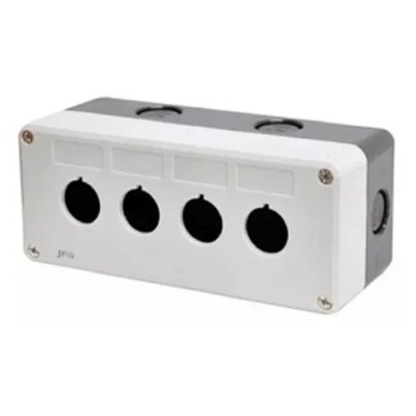 Caixa Para Botoeira Plástica Vazia 4 Furos 22 Mm Tampa Cinza