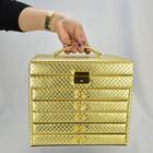 Caixa Para Joias Bijuteria 5 Gavetas Luxo Dourado Cbrn10721