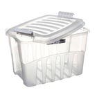 Caixa Organizadora Plástico 56L Incolor com Tampa 36,50x40,30x55,50cm Organização Plasútil