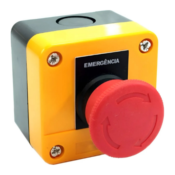 Caixa Plástica Amarela Com Botão De Emergência 1nf Cp1-e Meta