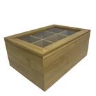 Caixa Porta Chá Organizadora De Bambu Com Tampa De Vidro