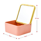 Caixa Porta Objetos Joias Brincos Anéis Com Espelho Bambu Rosa