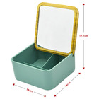 Caixa Porta Objetos Joias Brincos Anéis Com Espelho Bambu Ver