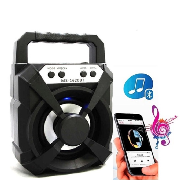 Caixa Portátil De Som Led Rádio Wireless Bluetooth Ms-1620bt