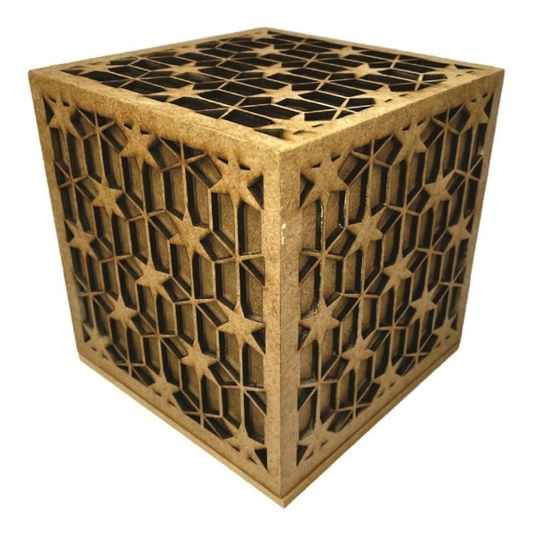 Caixa Presente Em Mdf Trabalhada Estrela Cru 13x13cm - Decorss