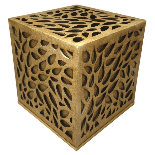 Caixa Presente Em Mdf Trabalhada Gotas Cru 13x13cm - Decorss