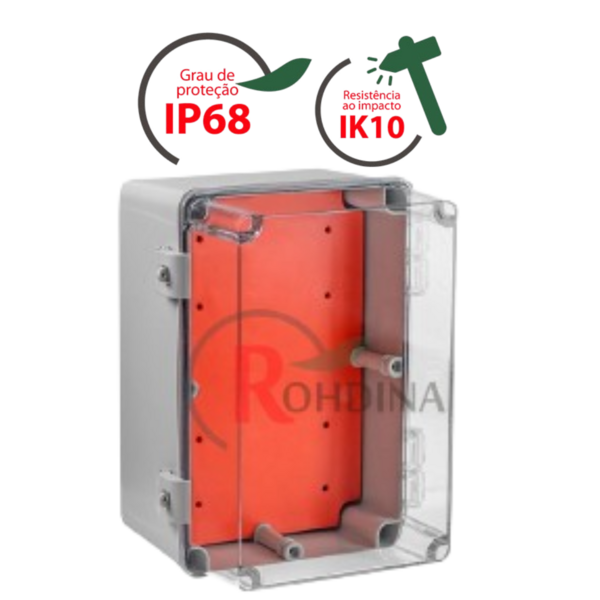 Caixa Rohdbox 190x150x90mm Cinza Tampa Transparente Ip68 | Leroy