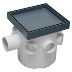 Caixa Sifonada 15x15cm De 7 Entradas Com Ralo Oculto Cinza As