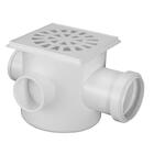 Caixa Sifonada Quadrada Com 3 Entradas Branca 100x100x50mm -