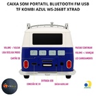 Caixa Som Portatil Bluetooth Fm Usb Tf Kombi Azul Ws-266bt