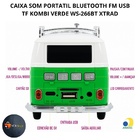Caixa Som Portatil Bluetooth Fm Usb Tf Kombi Verde Ws-266bt